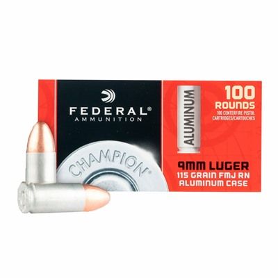 Buy Federal Ammo 9mm 115gr FMJ Champion Aluminum 100box Online