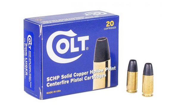 buy COLT AMMO 9MM 115GR. Solid Copper Hollow Point 20 online