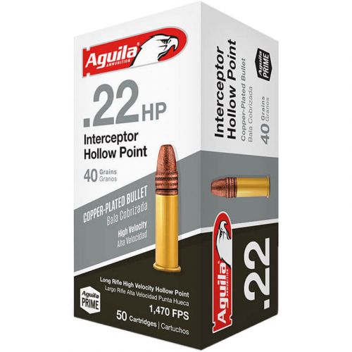 Buy AGUILA INTERCEPTOR .22 LR 40gr Copper Plated Hollow Point 50rd box Online