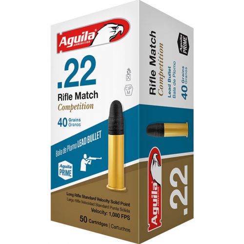 Buy AGUILA MATCH RIFLE COMPETITION .22 LR 40GR LEAD 50RD BOX Online