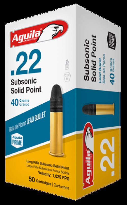 Buy AGUILA SUBSONIC SOLID POINT .22 LR 40GR LEAD SP 50RD BOX Online