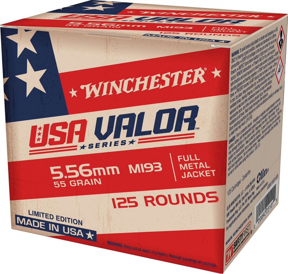 Buy Winchester USA Valor 5.56 55gr FMJ 125rd box Online