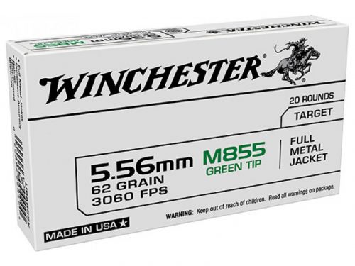 Buy Winchester m855 5.56 62gr FMJ Green Tip 20rd box Online