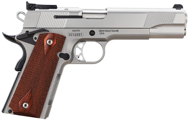 Smith & Wesson SW1911 E-Series 45 ACP Stainless Centerfire Pistol with Adjustable Rear Sight