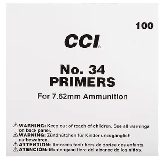 Buy CCI Large Rifle 7.62mm NATO-Spec Military Primers #34 Box of 1000 (10 Trays of 100)