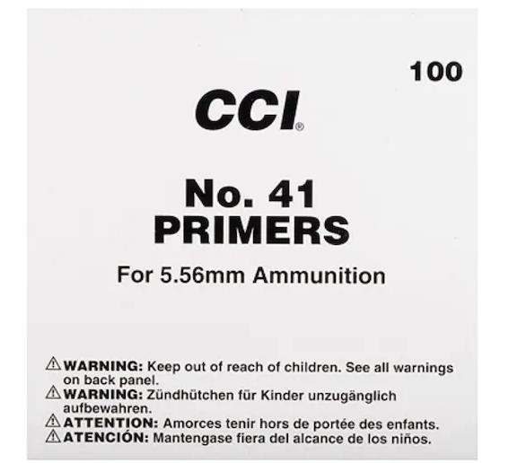 Buy CCI Small Rifle 5.56mm NATO-Spec Military Primers #41 Box of 1000 (10 Trays of 100)