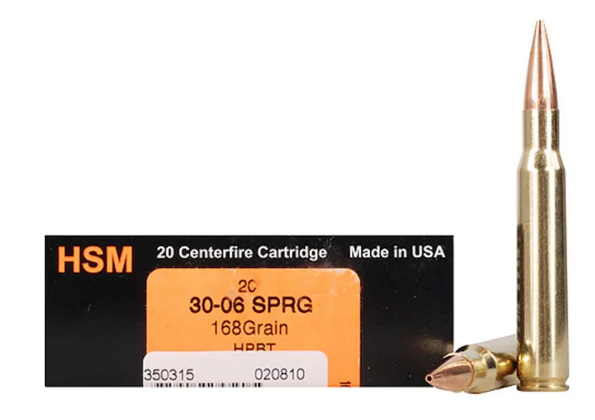 Buy HSM Trophy Gold Ammunition 30-06 Springfield 168 Grain Berger Hunting VLD Hollow Point Boat Tail Box of 20 Online