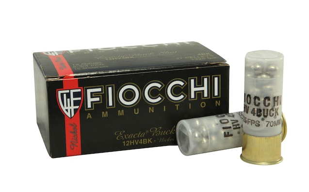 Fiocchi Exacta Ammunition 12 Gauge 2-3 4 #4 Buckshot 27 Nickel Plated Pellets Box of 10